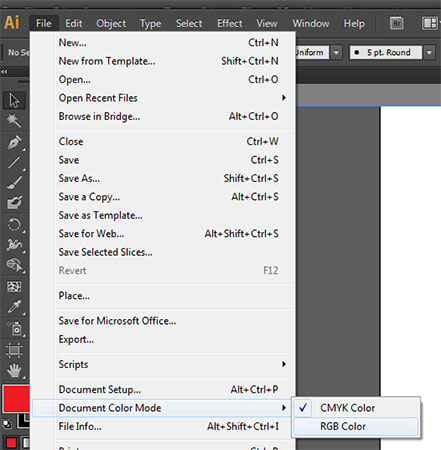 Mudando o sistema de cores CMYK e RGB no Adobe Illustrator
